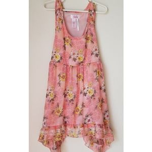 Pink Floral Short Sleeve Blouse